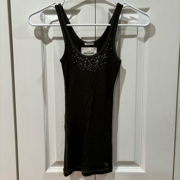 ABERCROMBIE KID’S Sequin Ribbed Stretchy Tank Top - forest green, size S - Picture 1 of 4